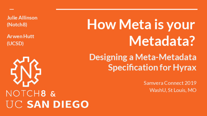 <span itemprop="name">How Meta is your Metadata? : Designing a Meta-Metadata Specification for Hyrax</span>